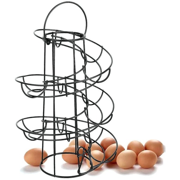 Köksägghållare Spiralförvaringshylla Äggställhållare Spiraldispenserhållare Rymmer upp till 18 ägg (svarta)