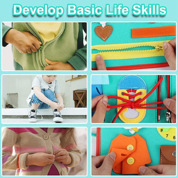 Aktivitetstavle til småbørn med 4 niveauer, sensorisk tavle, Montessori-legetøj til drenge på 3-4 år, der lærer grundlæggende livsfærdigheder Spaceship 2