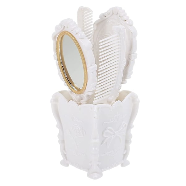Vintage kädessä pidettävä peilikampasetti, 5 kpl Vanity Makeup Mirror Hair Brushes Comb Set Detangling Hair Brush Rat Tail Comb With Comb Holder
