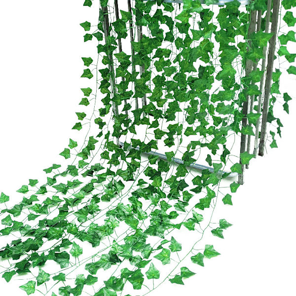 12 konstgjorda vinrankor med konstgjorda murgrönsblad 72 leaves creeper
