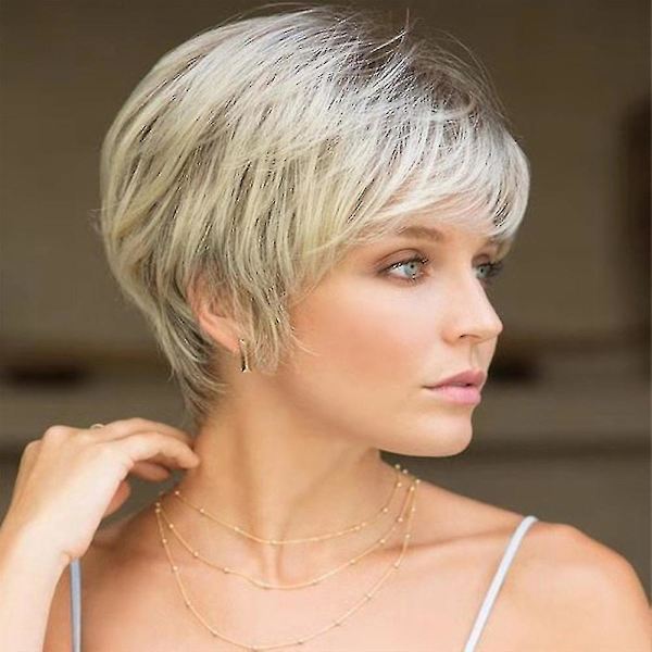 Rett Klippet Lagdelt Pixie Boycut Frisyrer Kort Blond Dame