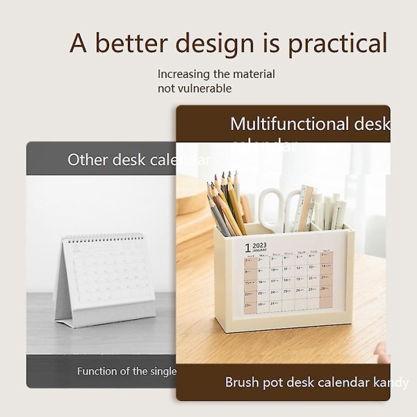 Kalender 2023 Skrivebordskalender Penneholder Desktop Organizer Skrivesaker Oppbevaring Business Office Desk