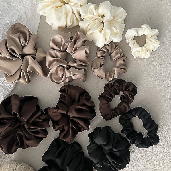 2 stk. Hvide Satin Hårbånd Scrunchie Hårbånd Reb Farverige Scrunchies Til Piger Kvinder