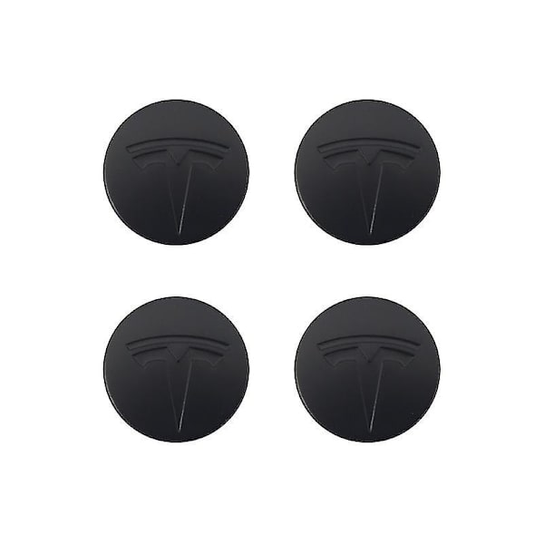 Egnet til Tesla Tesla Model 3 Hjulcenterdæksel Logo - Sort Sort Label (mat) (fire pakke)