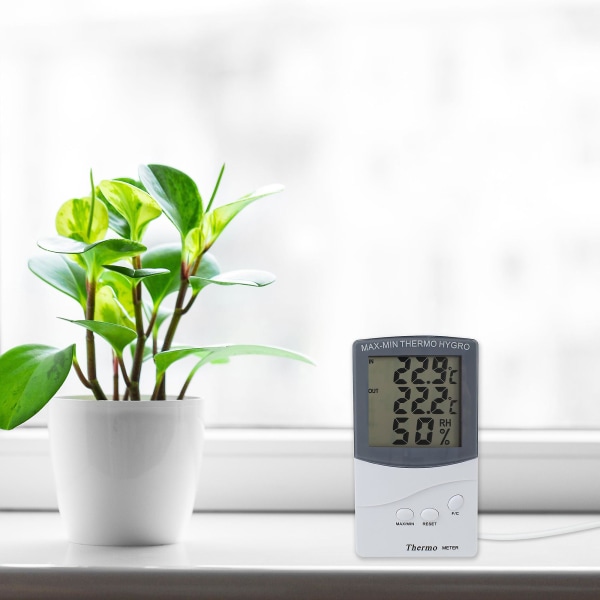 DIGIFLEX Bärbar vägg-/skrivbords-LCD-display inomhus/utomhus Termometer Hygrometer med 2 sensorer