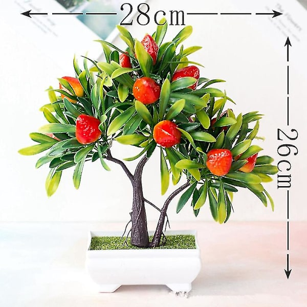 Keinotekoiset kukat + maljakko Tekokasvit Bonsai Pieni puu Ruukutettu koriste Deko Koti sisustus Hää Puutarha Syksy sisustus Maalaistalo 16 heads Strawberry