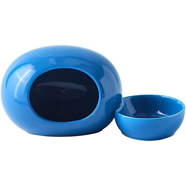 Keramiikkainen Hamsterin Talo ja Kulho, Hamsterin Tarvikkeet, Pieneläinten Asunnot Blue nest + grain bowl *1