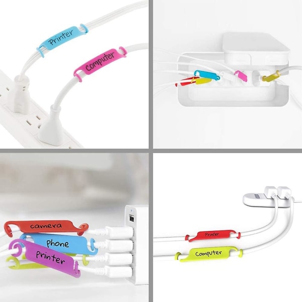 Kabelmærker Multifarvede Skriv på Ledning og Kabel Identifikation og Markeringssystem, 20 Stykker