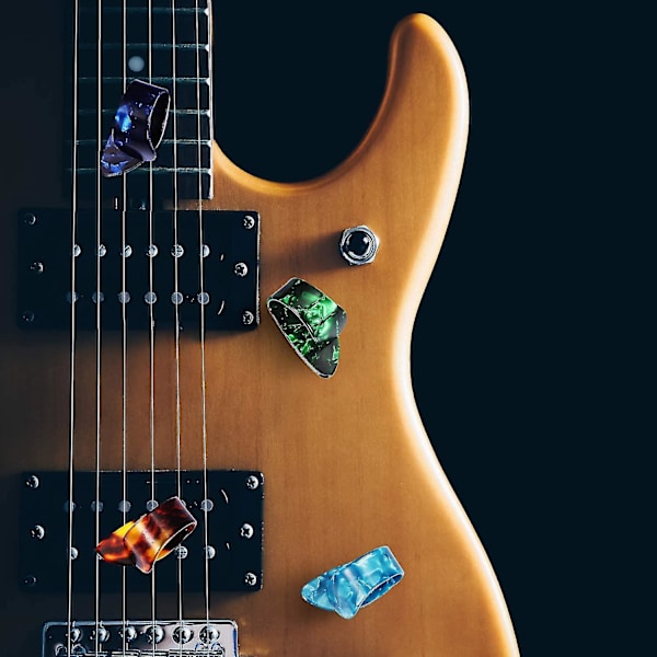 Tummplockar Fingerplockar, Medium, Vinklade Platta, Celluloid Gitarr Fingerplockar