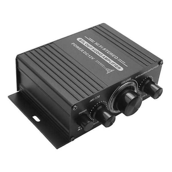12v Mini Audio Power Bilforsterker Digital Audio Receiver Amp Dual Channel 20w+20w Bass Diskant Volu