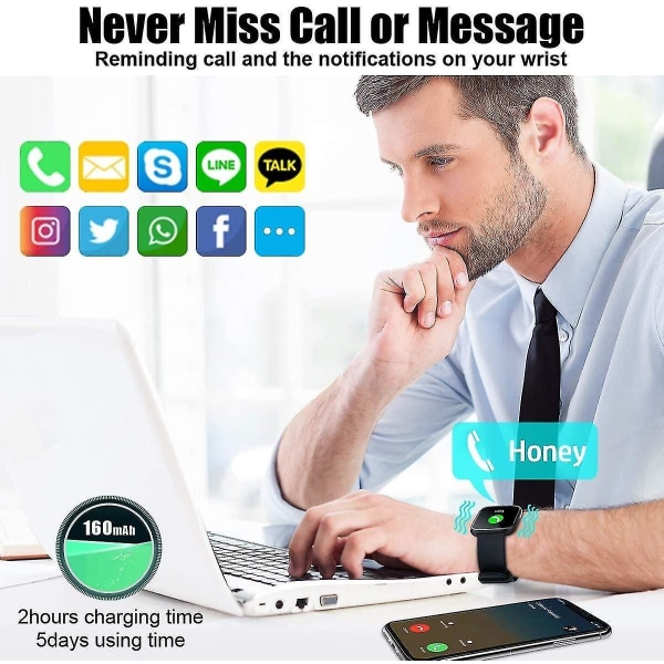 Smart Watch, Bluetooth Smartwatch til Android Ios-telefoner, ip6