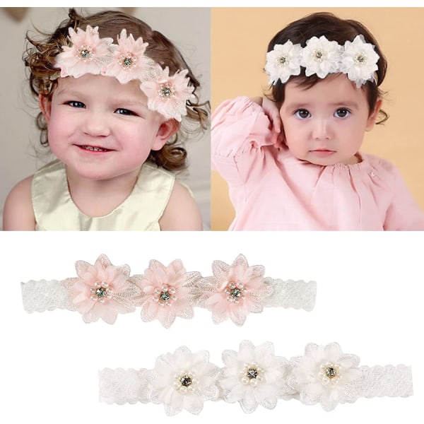Baby Shower Headbands, Flower Headbands för flickor, 2 st Newborn Headbands, Hårtillbehör för barn, Flower Headbands, Girls Headbands