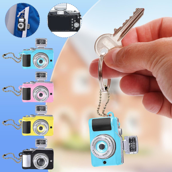 4 kpl minikamera Led-valolla Ka-ca Shutter Sound -avainnippu kameran avaimenperä Luova lahja lapsille