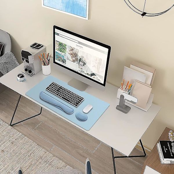Håndleddsstøtte med skrivebordsmatte for tastatur og mus Ergonomisk sklisikker datamaskin