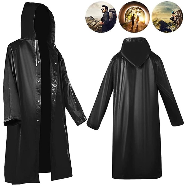 Men's Long Raincoat Waterproof Reusable Rain Poncho With Hood,2pcs