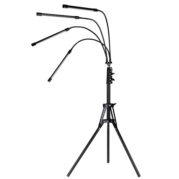 Plantelampe med 4 justerbare arme - LED Sort