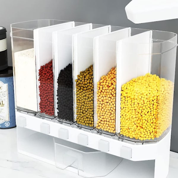 Dyrabrest 10l Väggmonterad Spannmålsris Gryn Tvättpulver Dispenser Box, Plastförvaring Separat Riskorg Dispenser Behållare