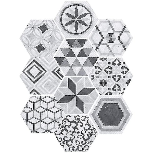 Tile Stickers Hexagonal Industrial Style Anti-slip Self Adhesive Removable Wall Sticker 200mm*230mm*10 Pieces/set