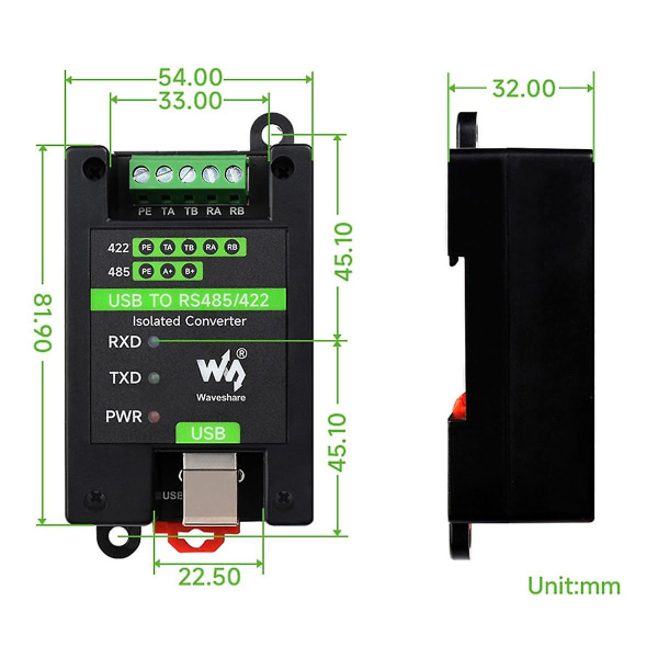 Usb til Rs485/422 skinne-type industriel isoleret konverter Ft232/sp485 chip Ft232rnl 300bps-3mbps Us