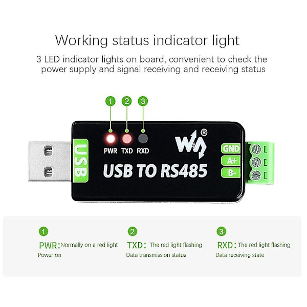 USB till RS485 seriell omvandlare RS485 kommunikationsmodul 300-921600bps inbyggt Esd-skydd Cir