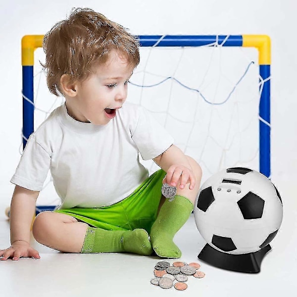 Fotbollformad Spargris med Automatisk LCD-Skärm, Perfekt Barnens Pengaräkningsfotbollsspargris Pengburk För Barn, Vuxna Som Gåvor-YuJia