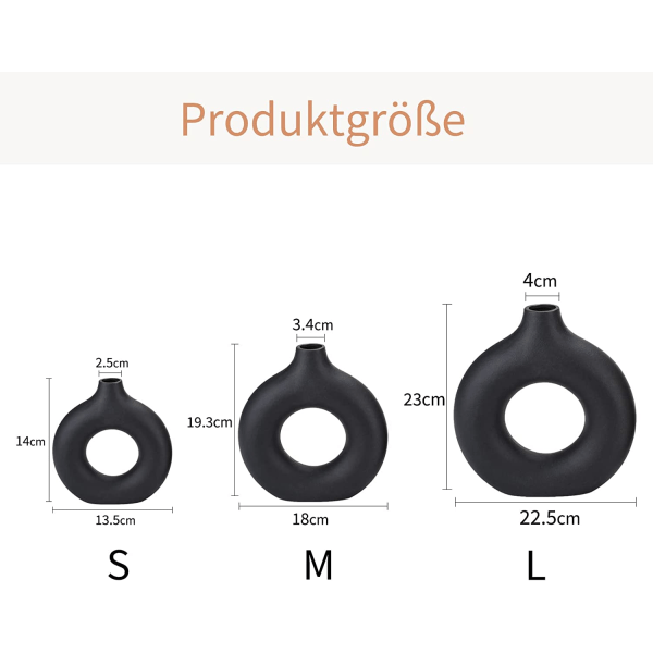 Pampasgras Vase, Kreativ Vase Moderne Hjemmedekor, Håndlaget Vase Hvit Keramikk Tørket Blomster Håndverk Ornament Kontor Hjem Dekorasjon (M, Svart) medium black