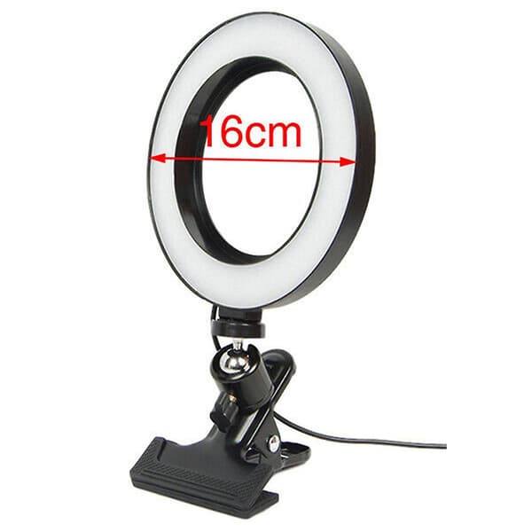 Ring Light med skærmklemme, computer videokonference, 16 cm