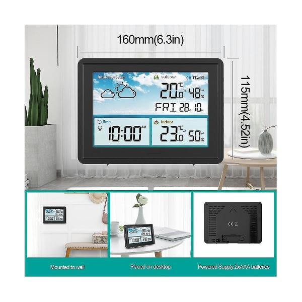 Trådløs digital farge LCD-skjerm Termometer Hygrometer Forecast Sensor Frost  Point Calendar(a)eu f84e | Fyndiq