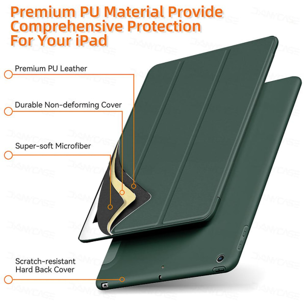 För Ipad 6:e generationen/ Ipad 5:e Gen 9,7 tum Ipad Air 1 2 Case För Ipad Pro9.7 2016 2017 2018 Ipad Air 5 Air 4 2022 10:e 10,9 iPad Mini 4 5 Dark Green