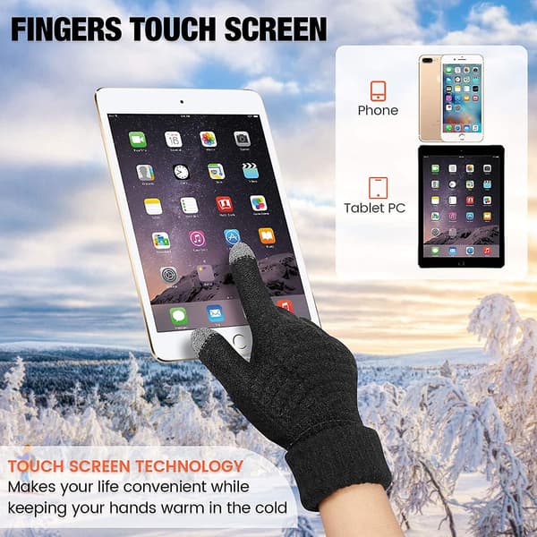 2 Par Dame Vinter Touchscreen Handsker Varme Fleeceforet Strikket Handsker Elastisk Manchet Vinter Tekstning Handsker