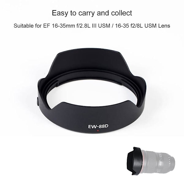 Ew-88d for Canon Ef 16-35mm F2.8l Iii Usm Profesjonell Erstatnings Objektiv Solblender Plast