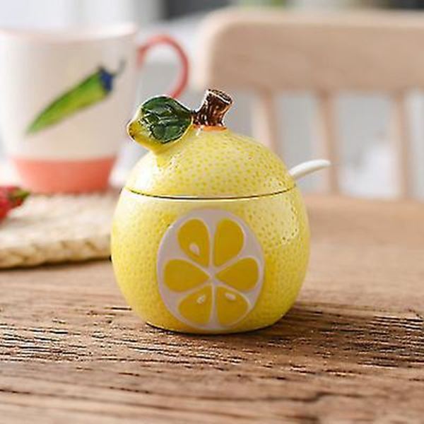 Frugtkeramik krydderiglas krydderi beholder vandmelon/granatæble/citron krydderi boks køkkenartikler dekoration krydderitank yellow Lemon