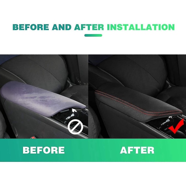 Armstöd låda lock för C- 2017-2019 Läder Center Console Armstöd lock kudde, Röd linje