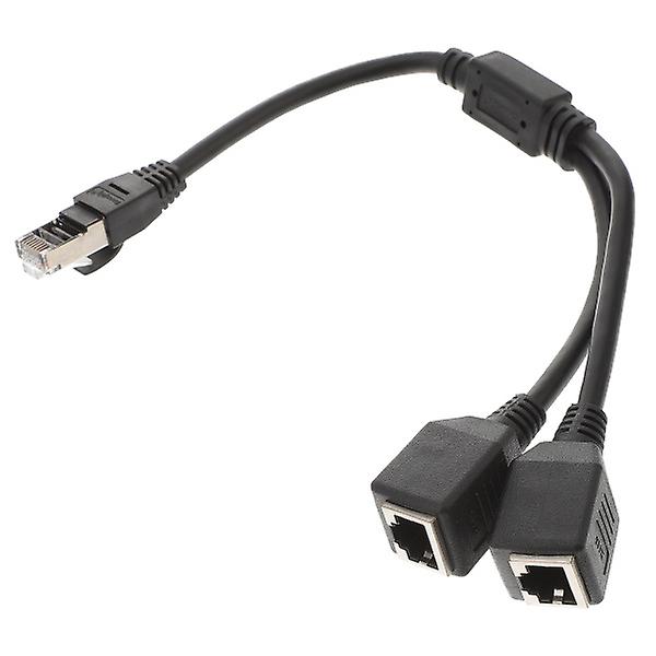 1 st Rj45 Ethernet-kabeladapter splitter 1 hane till 2 honportar LAN nätverksplugg 2 i 1 adapter Nätverkstillbehör splitter (svart)
