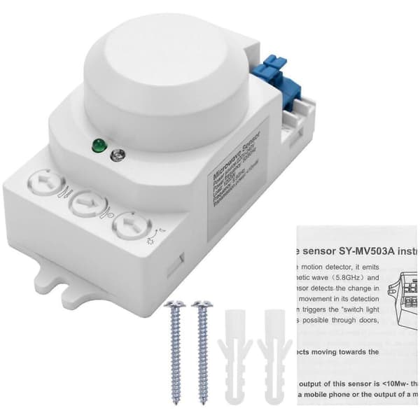 LED-rörelsesensorljusströmbrytare med 5,8 GHz RF-system, vit