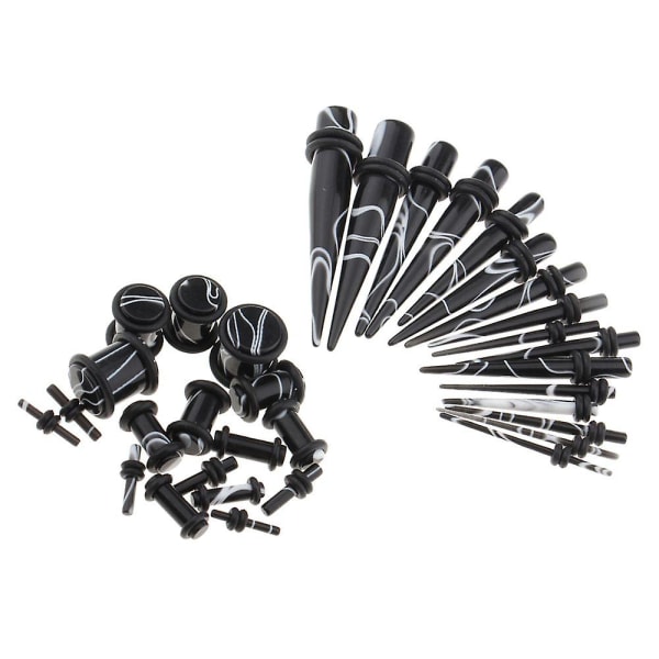 32 st Öronmätare Stretching Kit Akryl Taper Plug 14g-0g Expander Black