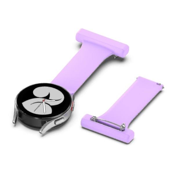 For Garmin Vivomove Style Silikon 20mm Sygeplejeur Fob Med Pin-on Brosche Rem Purple