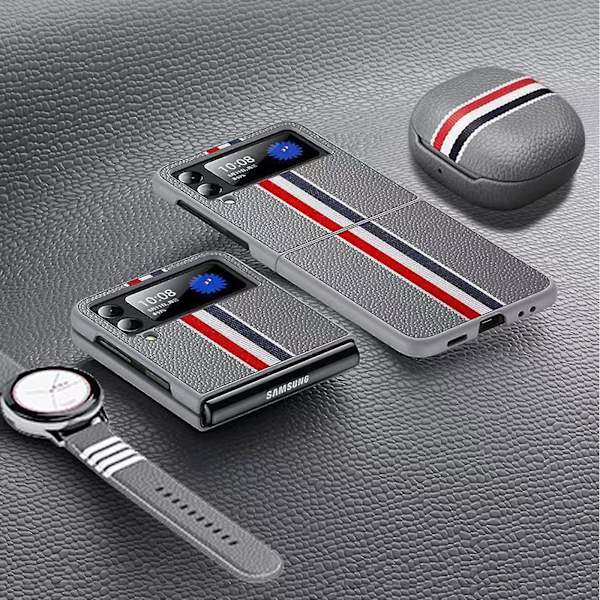 Äkta läder Limited Edition Kompatibel Samsung Galaxy Z Flip 4, Z Flip 4 Fodral Stötsäker Gray