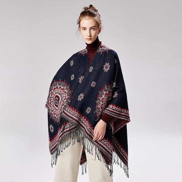 Dame Poncho Capes Åpen Front Cardigan Teppe Wraps For Fall/vinter