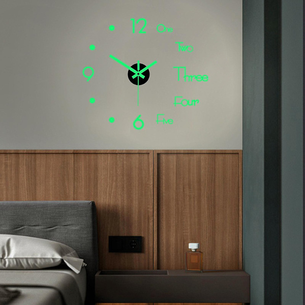 Moderni 3D-luminoivat seinäkello-tarrat DIY hiljainen koristekello