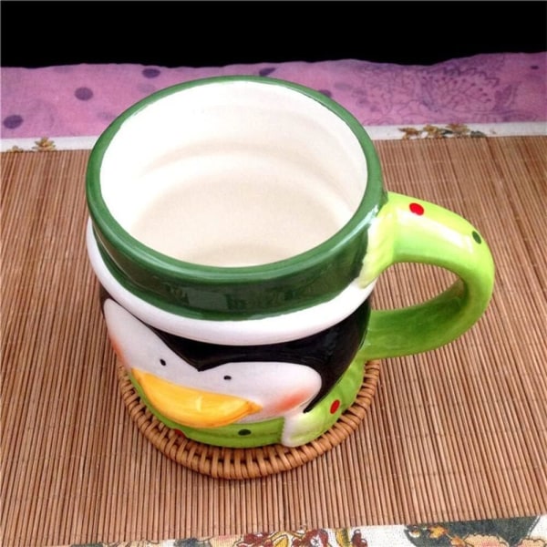Julekrus Keramisk dyrekopp Julenissen Elg Par Water Millk Coffee Tea M Christmas Penguin Without Cover