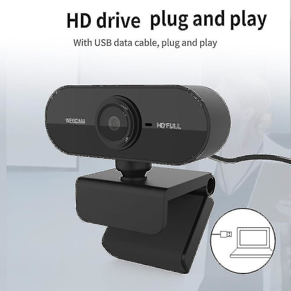 Hd 1080p webkamera til computer pc med mikrofon roterbar