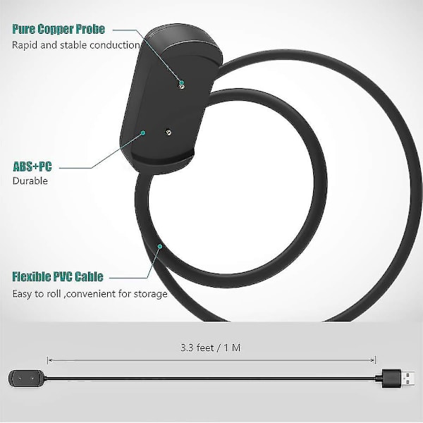 [2-pak] Oplader Dock Kompatibel Med Amazfit Gtr Amazfit Gts Amazfit T-rex Usb Smart Watch Opladekabel 3.3ft 100 Cm