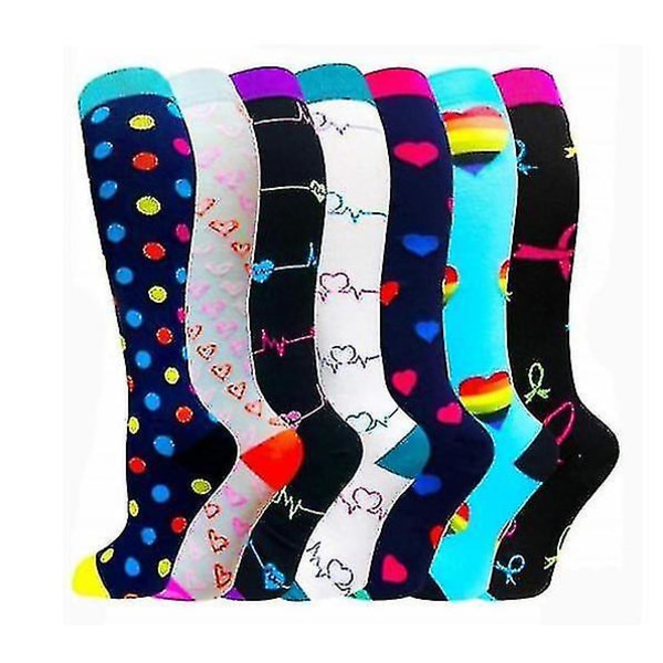 7 Pairs Unisex Compression Socks Knee High Stocking Sports