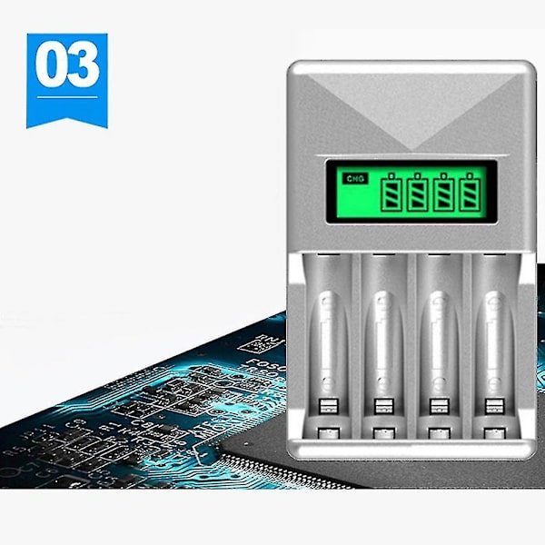 Batterioplader med 4 slots Smart Batterioplader til Aa / Aaa Nicd Nimh Genopladelige Batterier Lc