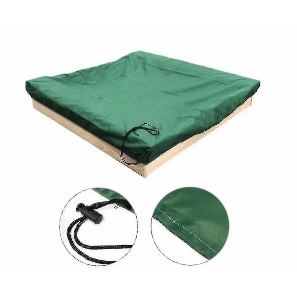Hiekkalaatikon kansi kiristysnarulla, neliömäinen pölytiivis rantahiekkalaatikon kansi, vedenpitävä hiekkalaatikon uima-allas green 120*120cm
