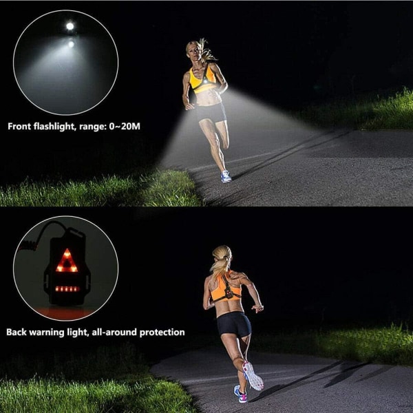 Løbelys Brystlys til Rnners 3 Modes Body Torch USB Genopladelig Body Lampe Bærbar Natløbstilbehør Reflekterende løbetøj