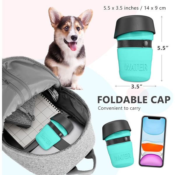 Hundevandflasker, Hundevandflasker Rejse, Bærbar Hundevandflaske, BPA-fri (18 oz