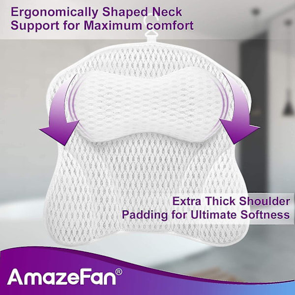 Luksus kylpytyyny, ergonominen kylpyammeen spa-tyyny 4d Air Mesh -teknologialla ja 6 imukupilla, tukee päätä, selkää, olkapäätä ja niskaa, sopii kaikille