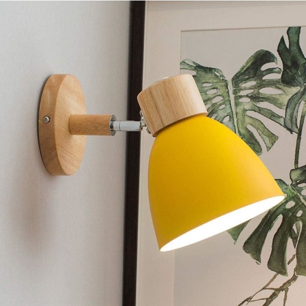 Nordisk Metal Jern Macaron Væghængt Lampe Moderne Enkel E27 Træbase Væghængt Lampe Soveværelse Balkon Restaurant Trappe
